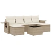Image de vidaXL Ensemble de salon de jardin 7 pièces avec coussins Beige Poly Rattan