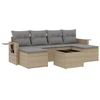 Image de vidaXL Ensemble de salon de jardin 7 pièces avec coussins Beige Poly Rattan