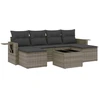 Image de vidaXL Ensemble de salon de jardin 7 pièces avec coussins Gris Poly rotin