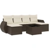 Image de vidaXL Ensemble de salon de jardin 7 pièces avec coussins Marron Poly rotin