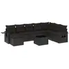 Image de vidaXL Ensemble de salon de jardin 9 pièces avec coussins noir poly rotin