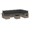 Image de vidaXL Ensemble de salon de jardin 9 pièces avec coussins Gris Poly rotin