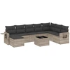 Image de vidaXL Ensemble de salon de jardin 9 pièces avec coussins gris clair Poly rotin