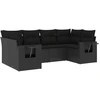 Image de vidaXL Ensemble de salon de jardin 6 pièces avec coussins noir poly rotin