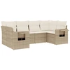 Image de vidaXL Ensemble de salon de jardin 6 pièces avec coussins Beige Poly Rattan