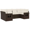 Image de vidaXL Ensemble de salon de jardin 6 pièces avec coussins Marron Poly Rattan