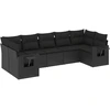 Image de vidaXL Ensemble de salon de jardin 7 pièces avec coussins noir poly rotin