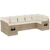 Image de vidaXL Ensemble de salon de jardin 7 pièces avec coussins Beige Poly Rattan
