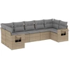 Image de vidaXL Ensemble de salon de jardin 7 pièces avec coussins Beige Poly Rattan