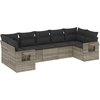 Image de vidaXL Ensemble de salon de jardin 7 pièces avec coussins gris clair Poly rotin