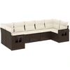 Image de vidaXL Ensemble de salon de jardin 7 pièces avec coussins Marron Poly rotin