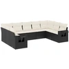 Image de vidaXL Ensemble de salon de jardin 9 pièces avec coussins noir poly rotin