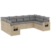 Image de vidaXL Ensemble de salon de jardin 9 pièces avec coussins beige Poly rotin