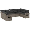 Image de vidaXL Ensemble de salon de jardin 9 pièces avec coussins Gris Poly rotin