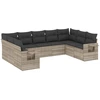 Image de vidaXL Ensemble de salon de jardin 9 pièces avec coussins gris clair Poly rotin