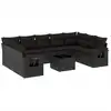 Image de vidaXL Ensemble de 10 canapés de jardin avec coussins noir poly rotin