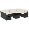 Image de vidaXL Ensemble de 10 canapés de jardin avec coussins noir poly rotin