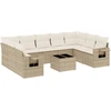 Image de vidaXL Ensemble de salon de jardin 10 pièces avec coussins Beige Poly Rattan