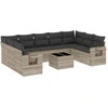 Image de vidaXL Ensemble de 10 canapés de jardin avec coussins gris clair Poly rotin