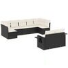 Image de vidaXL Ensemble de salon de jardin 9 pièces avec coussins noir poly rotin