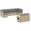 Image de vidaXL Ensemble de salon de jardin 9 pièces avec coussins beige Poly rotin
