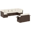 Image de vidaXL Ensemble de salon de jardin 9 pièces avec coussins Marron Poly Rattan