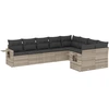 Image de vidaXL Ensemble de salon de jardin 9 pièces avec coussins gris clair Poly rotin