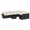 Image de vidaXL Ensemble de 10 canapés de jardin avec coussins noir poly rotin