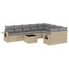 Image de vidaXL Ensemble de salon de jardin 10 pièces avec coussins Beige Poly Rattan