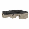 Image de vidaXL Ensemble de 10 canapés de jardin avec coussins gris clair Poly rotin