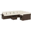 Image de vidaXL Ensemble de salon de jardin 10 pièces avec coussins Marron Poly Rattan