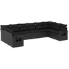 Image de vidaXL Ensemble de 10 canapés de jardin avec coussins noir poly rotin