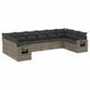 Image de vidaXL Ensemble de salon de jardin 10 pièces avec coussins Gris Poly Rattan