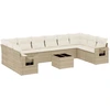 Image de vidaXL Ensemble de salon de jardin 11 pièces avec coussins Beige Poly Rattan