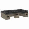 Image de vidaXL Ensemble de salon de jardin 11 pièces avec coussins Gris Poly rotin
