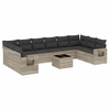 Image de vidaXL Ensemble de salon de jardin 11 pièces avec coussins gris clair Poly rotin