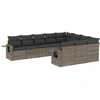 Image de vidaXL Ensemble de salon de jardin 10 pièces avec coussins Gris Poly Rattan