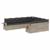 Image de vidaXL Ensemble de 10 canapés de jardin avec coussins gris clair Poly rotin