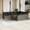 Image de vidaXL Ensemble de salon de jardin 11 pièces avec coussins Gris Poly rotin