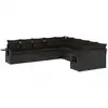 Image de vidaXL Ensemble de 10 canapés de jardin avec coussins noir poly rotin