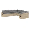 Image de vidaXL Ensemble de salon de jardin 10 pièces avec coussins Beige Poly Rattan