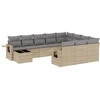Image de vidaXL Ensemble de salon de jardin 11 pièces avec coussins Beige Poly Rattan