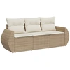 Image de vidaXL Ensemble de salon de jardin 3 pièces avec coussins Beige Poly Rattan