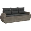 Image de vidaXL Ensemble de salon de jardin 3 pièces avec coussins Gris Poly rotin