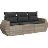 Image de vidaXL Ensemble de salon de jardin 3 pièces avec coussins gris clair Poly rotin