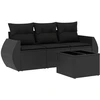 Image de vidaXL Ensemble de salon de jardin 4 pièces avec coussins noir poly rotin