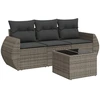 Image de vidaXL Ensemble de salon de jardin 4 pièces avec coussins Gris Poly rotin