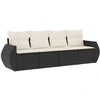 Image de vidaXL Ensemble de salon de jardin 4 pièces avec coussins noir poly rotin
