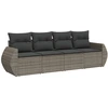 Image de vidaXL Ensemble de salon de jardin 4 pièces avec coussins Gris Poly rotin