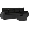 Image de vidaXL Ensemble de salon de jardin 5 pièces avec coussins noir poly rotin